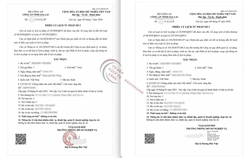 Phiếu lý lịch tư pháp điện tử